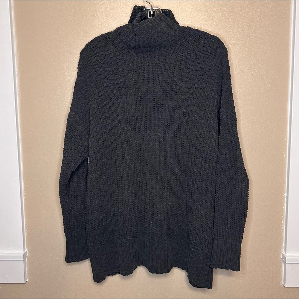 Aerie Women’s Oversized Drop Shoulder Bulky Knit Mock Turtleneck Sweater XS Gray